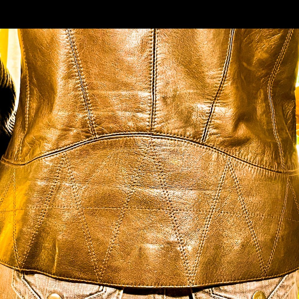 ⭐️HP⭐️COLE HAAN▪️Deep Brown Lambskin Leather & Wool Convertible Collar Jacket - Picture 7 of 16